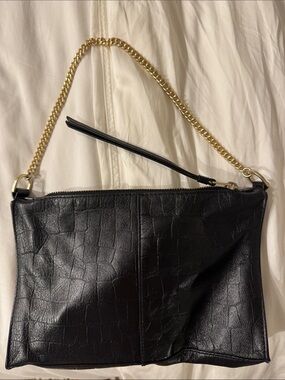 Allsaints Eve black crocodile shoulder bag